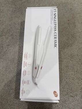 T3 1” SinglePass Ceramic Hair Straightener - White
